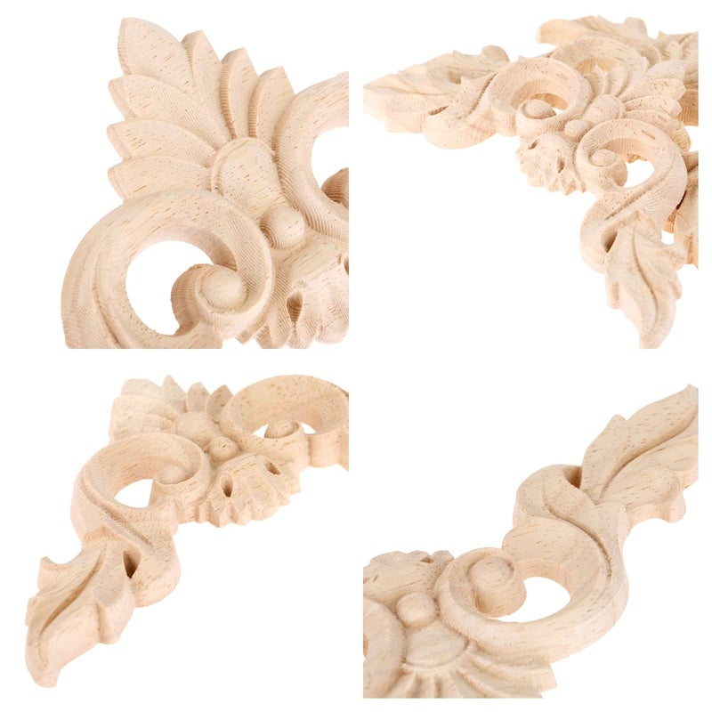 MUXSAM 4Pcs Wood Carved Appliques Onlays, Unpainted Little Wooden Corners Flower Carvings Decals for Mirrors Cabinets Walls Doors Chests Dressers Night Stand DIY Artwork Project, 8x8cm/3.15"x3.15" - Image 3